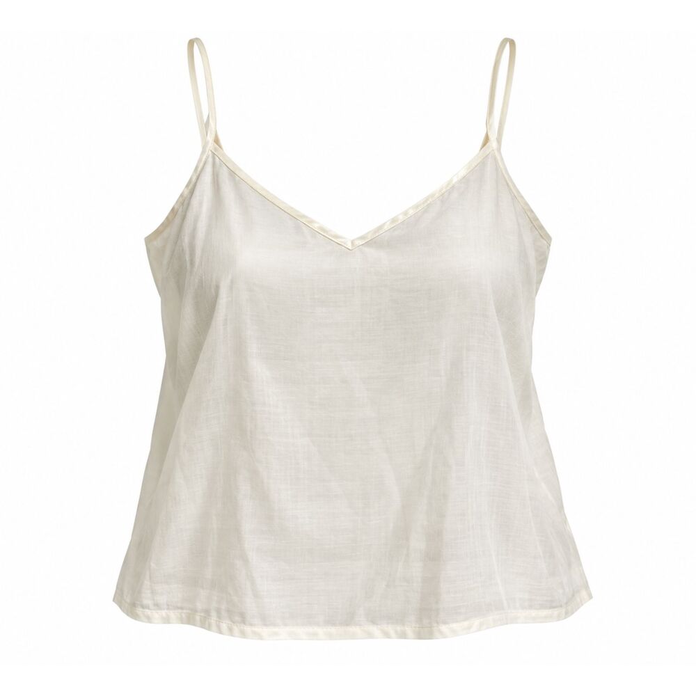 See by Chloé Ivory Sheer Cotton V Neck Camisole Tank Top